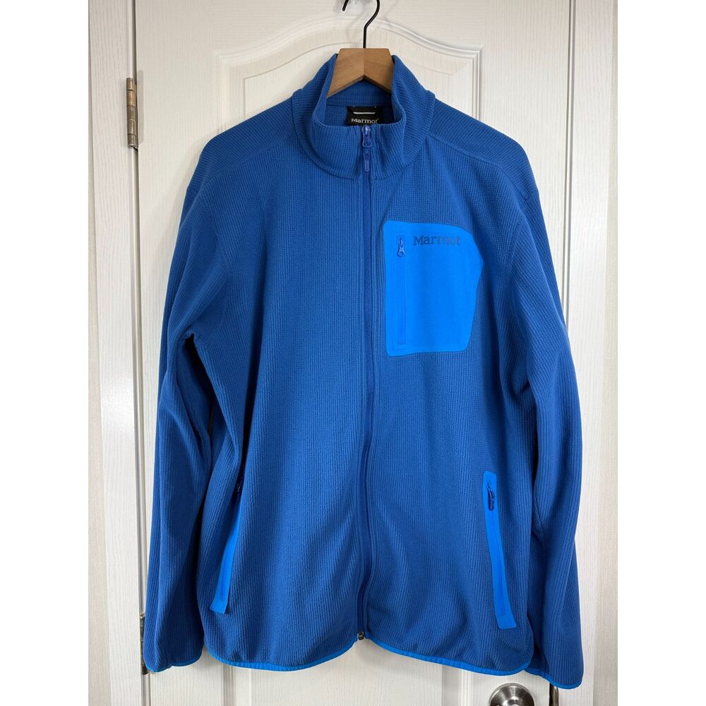 Marmot Rangley Jacket Mens XL Dark Cerelium Blue Full Zip Grid Fleece